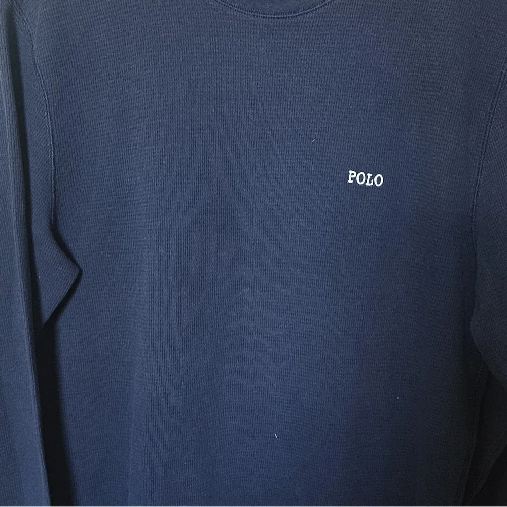 Polo Ralph Lauren Mens Navy Waffle Knit Long Sleeve Crew Neck Pajama Top L